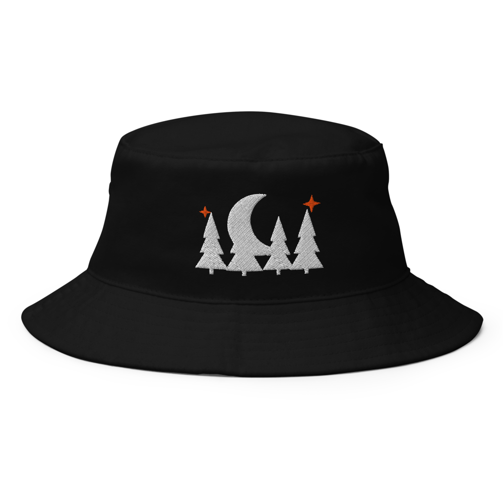 Night Shift Embroidered Bucket Hat, Black